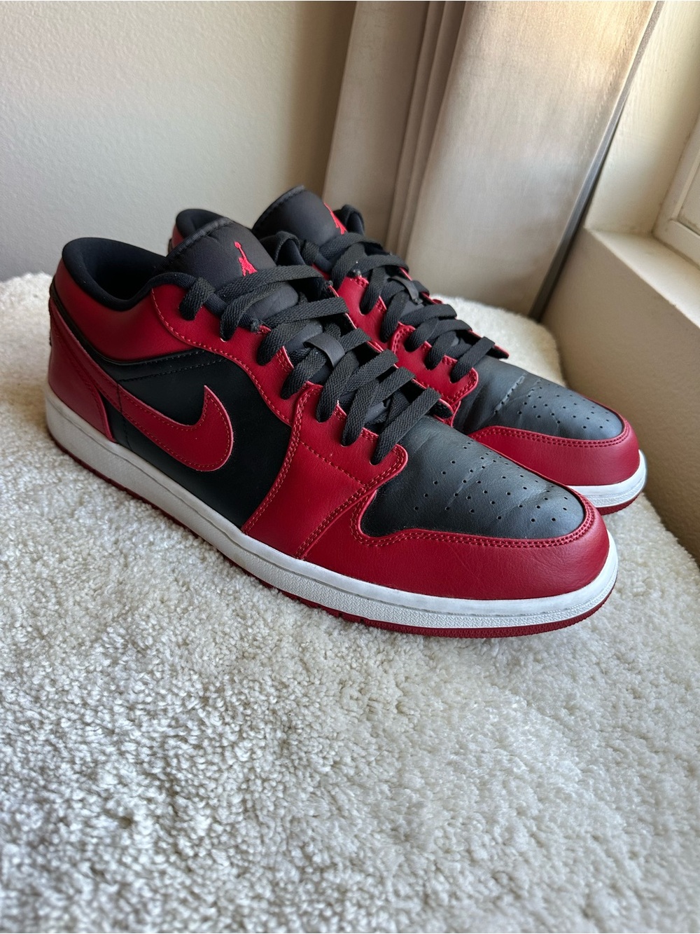 Nike Air Jordan 1 Low Reverse Bred Sneakers in Black and Red Men’s size 14